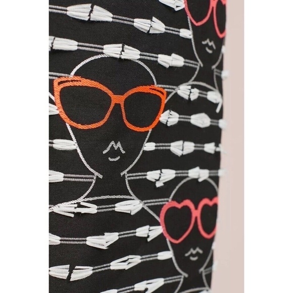 NWT!! Anthropologie HUTCH Sunglass Shift Dress Embroidered Faces Clip Dot Dress - Picture 6 of 16